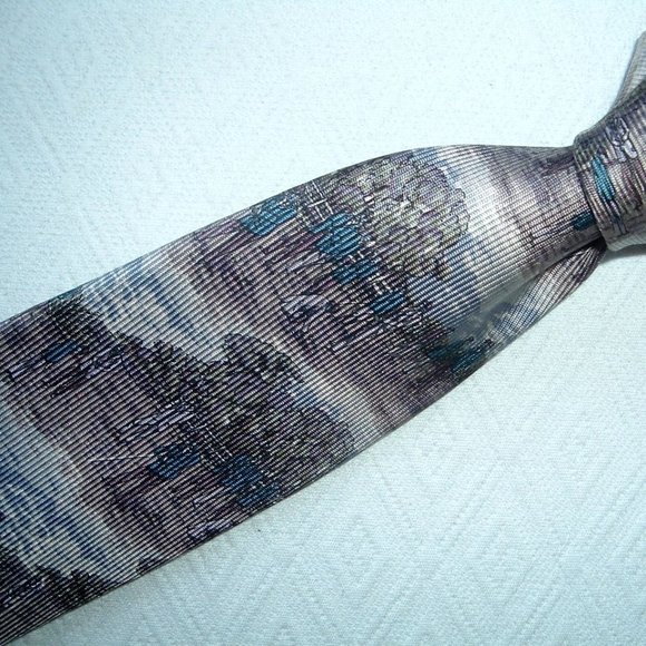 ROBERT TALBOTT best of class blue tan golf vintage  print 100% SILK TIE